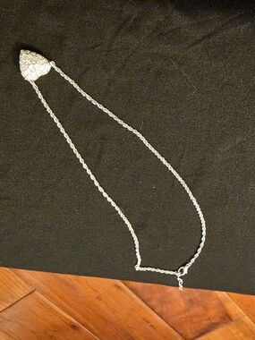Silver Heart Pendant Necklace with Crystal Pavé